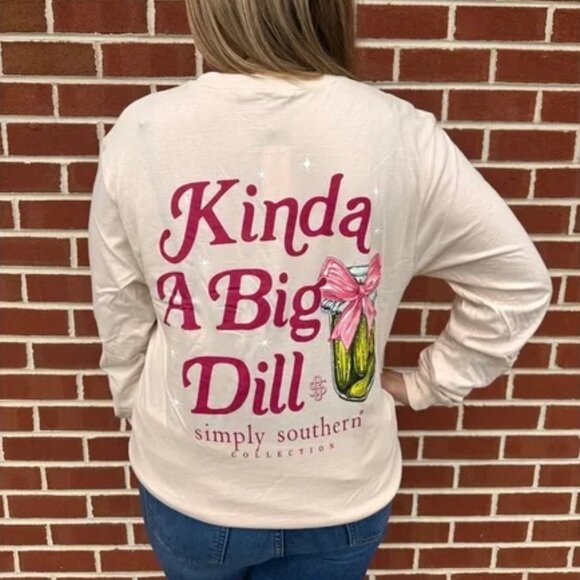 Simply Southern NWT Cream Kind of a Big Dill Long Sleeve T-shirt - Picture 1 of 8